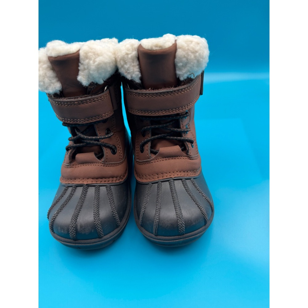 Cat & Jack Duck Boots Boys 7 Brown NWOT Winter Snow Faux Fur Zip Strap
